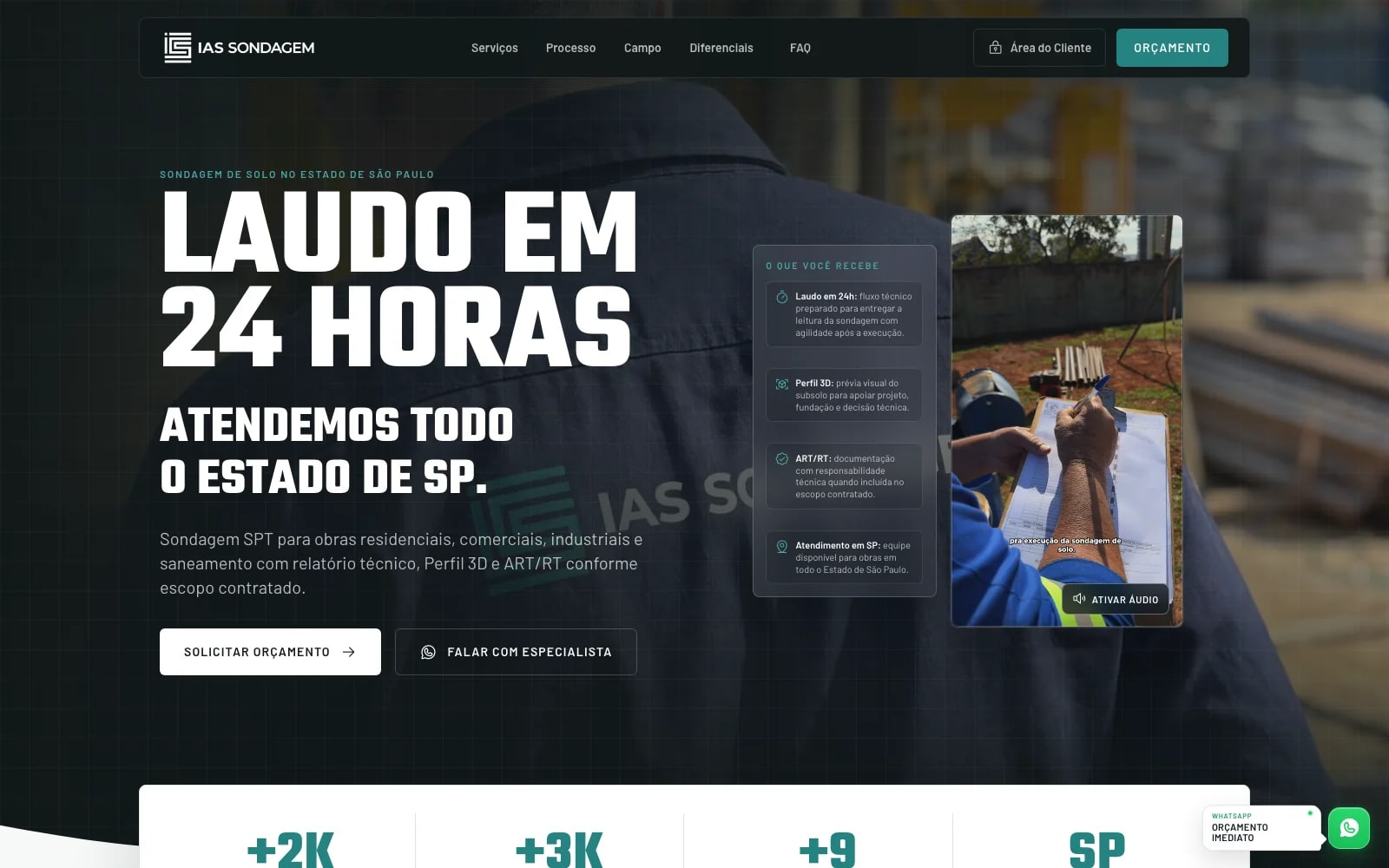 Website responsivo desenvolvido para a IAS Sondagem